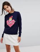Love Moschino Fallen Heart Sweater - Blue