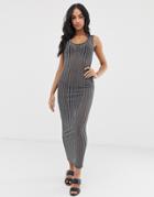 Asos Design Jersey Beach Maxi Dress In Metallic Stripe - Silver