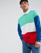 Asos Oversized Long Sleeve Rugby Shirt With Primary Color Block - Multi