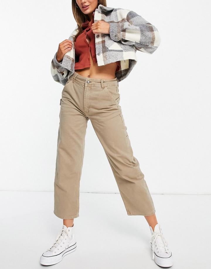 Stradivarius Str Carpenter Jean In Beige-neutral