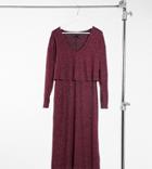 Asos Design Tall Super Soft Long Sleeve Overlay Midi Dress In Dark Berry-purple