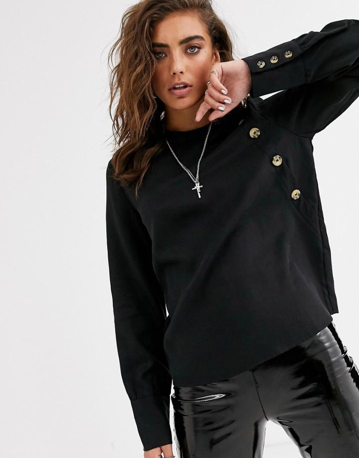 Object Button Detail High Neck Blouse