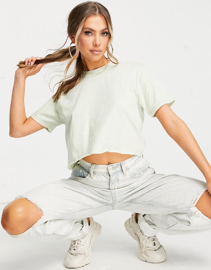 In The Style Cropped T-shirt In White-green