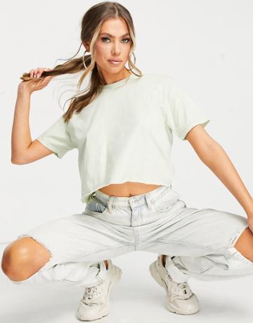 In The Style Cropped T-shirt In White-green
