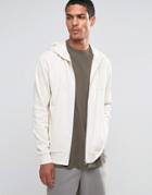 Asos Zip Up Hoodie In Off White - Beige