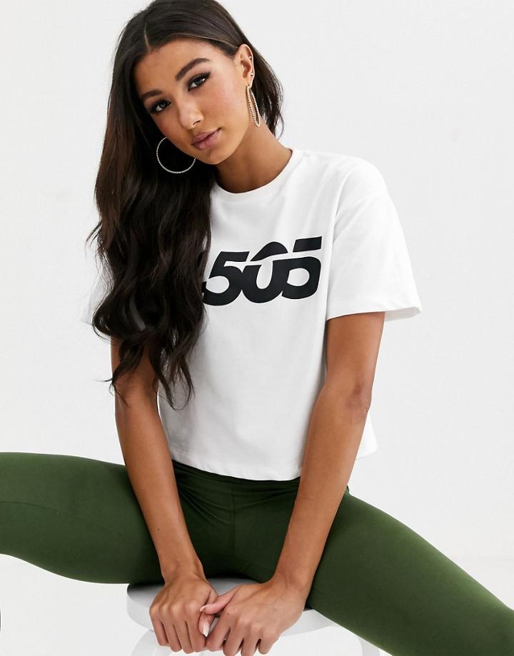 Asos 4505 Oversized Drop Shoulder Tee With Logo Detail-white