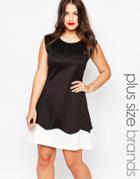 Ax Paris Plus Fitted Skater Dress With Contrast Hem
