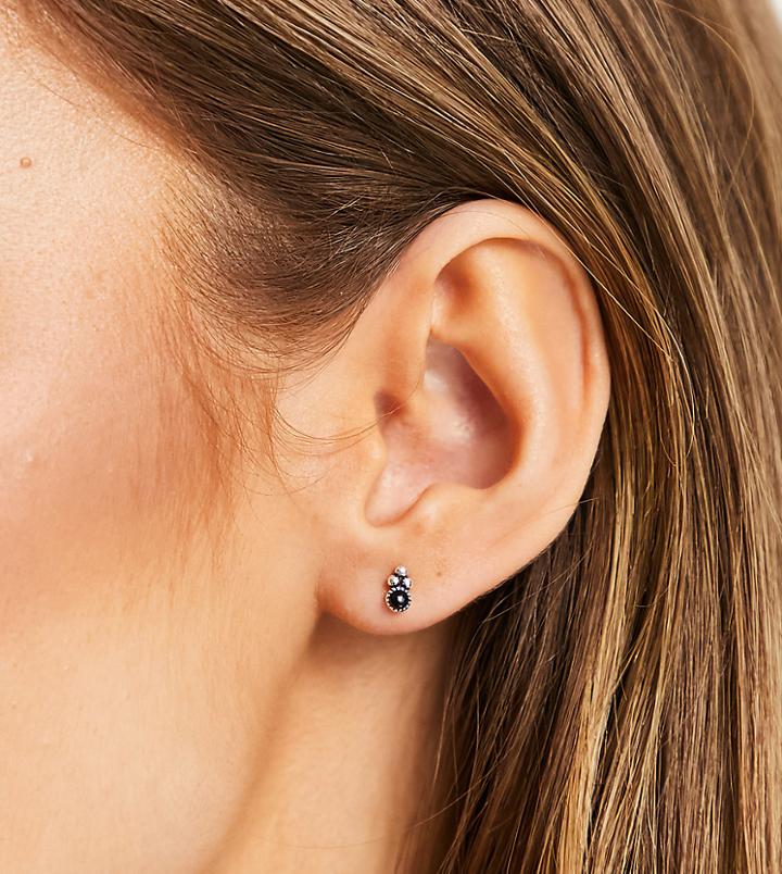 Kingsley Ryan Ornate Circle Stud Earrings With Black Onyx In Sterling Silver