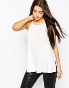 Asos Minimal High Neck Longline Cami Top - Cream