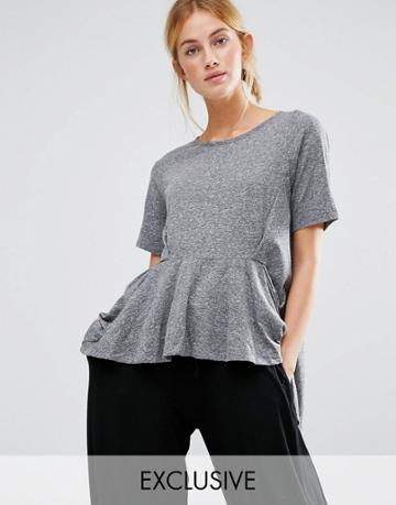 Stitch & Pieces Ruffle Top - Gray