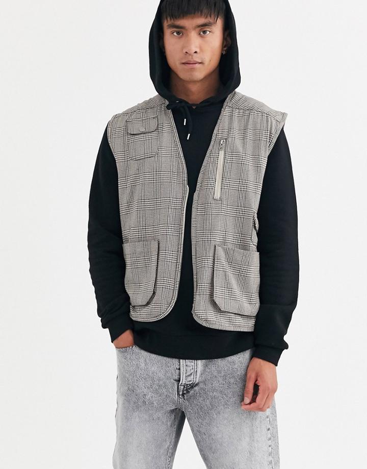 Brooklyn Supply Co Utility Vest In Check-brown