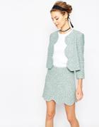 Asos Tweedy Blazer With Scallop Edge Co-ord - Mint