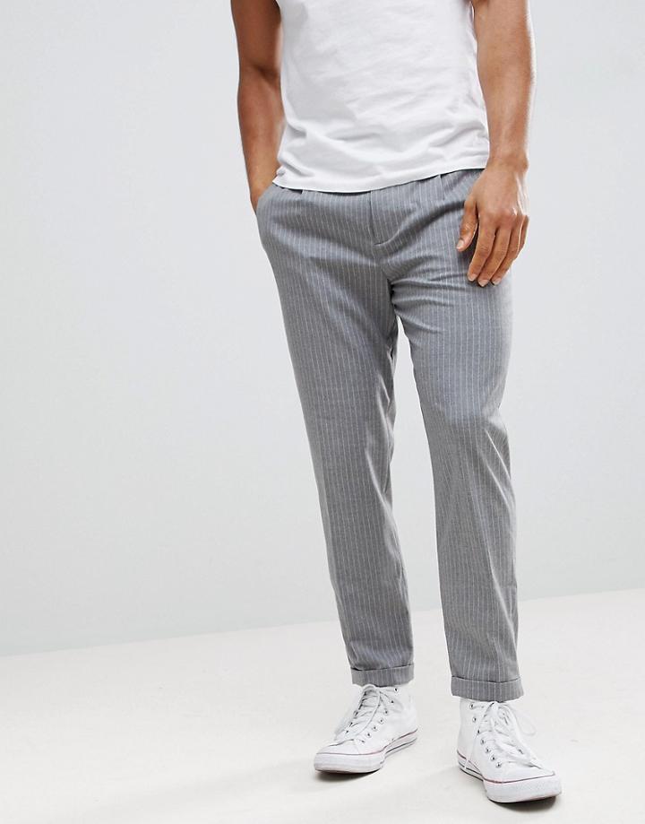 Mango Man Chalk Stripe Jogging Chino In Gray - Gray