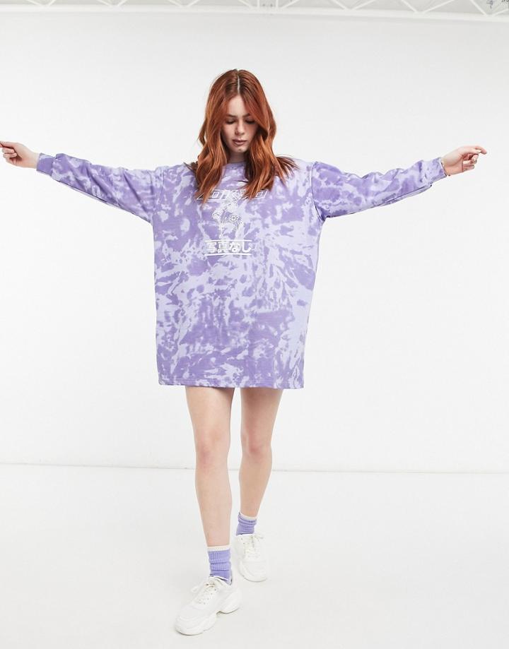 Daisy Street Tokyo Tie Dye Long Sleeve Sweater Dress-blues