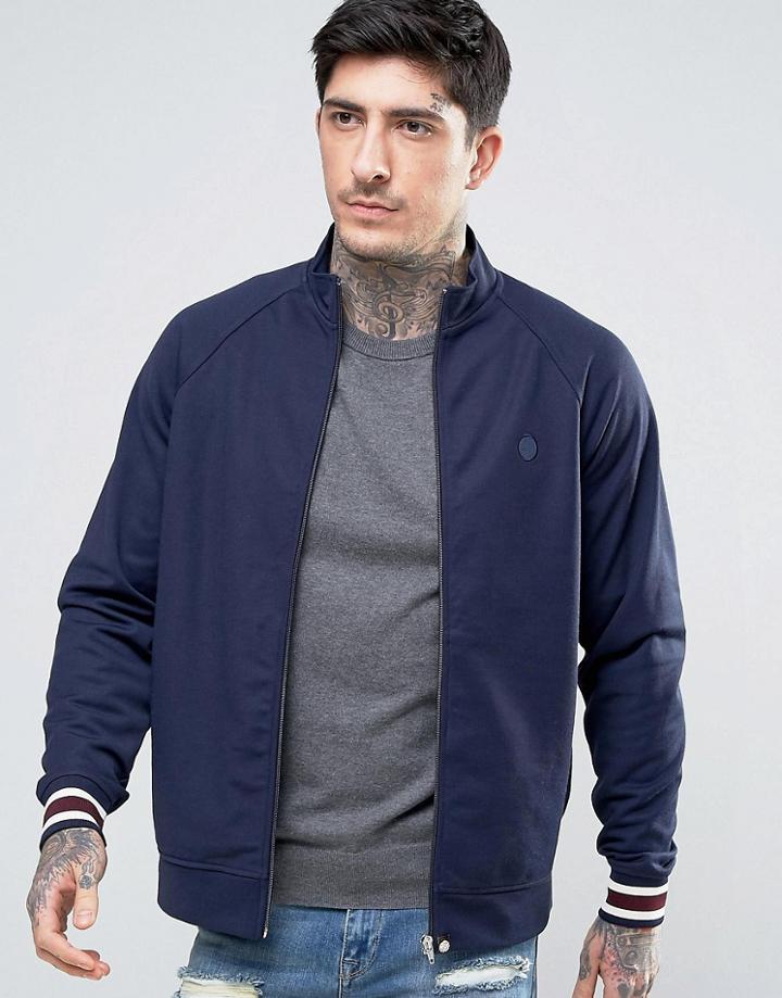 Pretty Green Forston Tricot Track Top Slim Fit In Navy - Navy