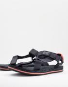 Levi's Tahoe Sandals In Black With Orange Back Detail