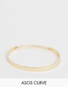Asos Design Curve Cuff Bracelet With Sleek Hinge In Gold Tone - Gold