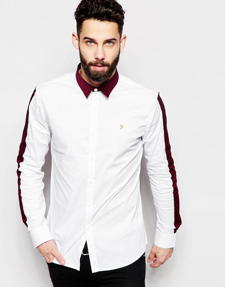 Farah Shirt With Sleeve Print Slim Fit - Dark Rose