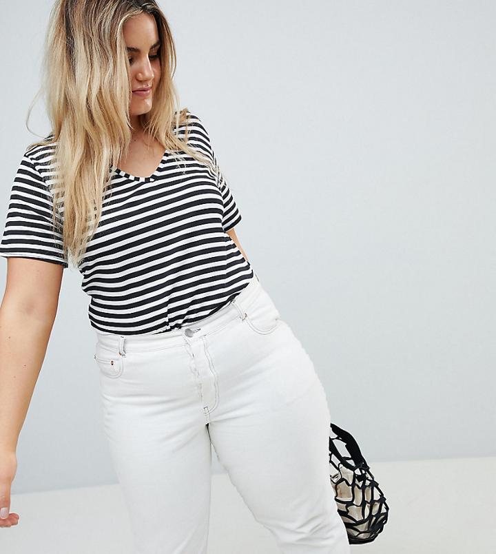 Boohoo Plus Stripe V Neck T-shirt - Multi