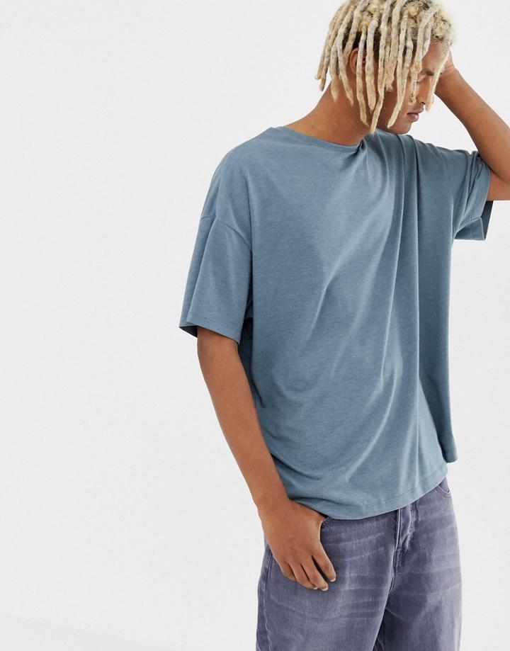 Asos Design Organic Oversized Fit T-shirt With Crew Neck In Blue - Blue