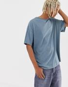 Asos Design Organic Oversized Fit T-shirt With Crew Neck In Blue - Blue