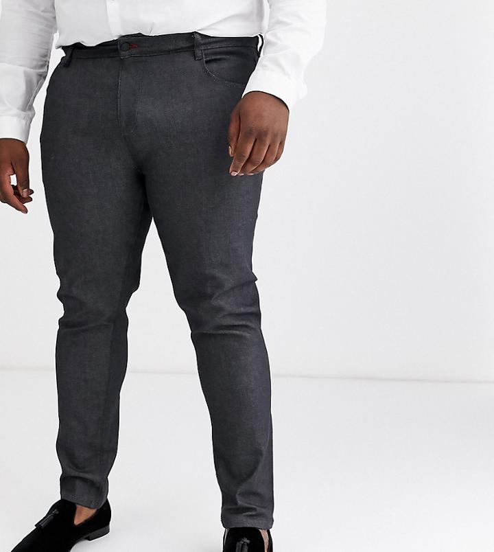 Asos Design Plus Smart Skinny Jeans In Raw Gray