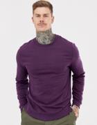 Asos Design Sweatshirt In Dark Purple - Purple