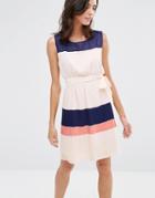 Pussycat London Color Block Dress - Peach