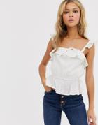 Miss Selfridge Cami Top With Frills In White - White