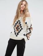 Moon River Off Shoulder Knitted Sweater - Beige