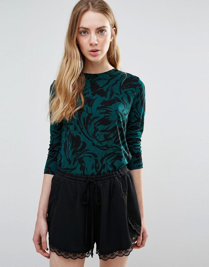 Ganni Doherty Long Sleeved Top - Green