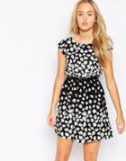 Iska Belted Dress In Graduated Floral - Black