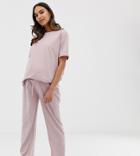 Asos Design Maternity Mix & Match Marl Pyjama Jersey Pants-pink
