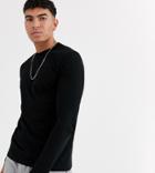 Asos Design Tall Long Sleeve T-shirt With Crew Neck In Black