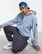 Topman Oversized Cwe Fleece Hoodie In Blue-blues