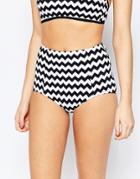 Seafolly Mod Club High Waisted Bikini Bottoms - Black And White