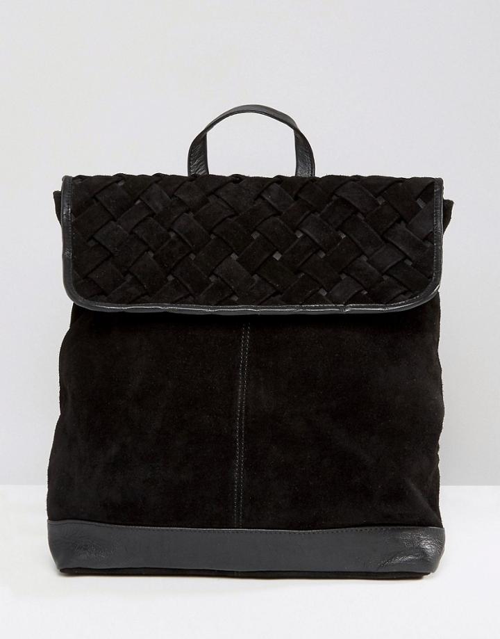 Asos Suede Woven Backpack - Black