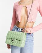 My Accessories London Quilted Cross Body Bag In Pistachio Green