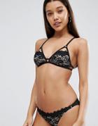 Asos Premium Super Strappy Lace Triangle Bikini Top - Black