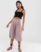 Asos Design Midi Skirt With Box Pleats - Pink