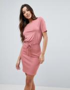 Asos Mini Dress With Rib Skirt And Corset Waist - Pink