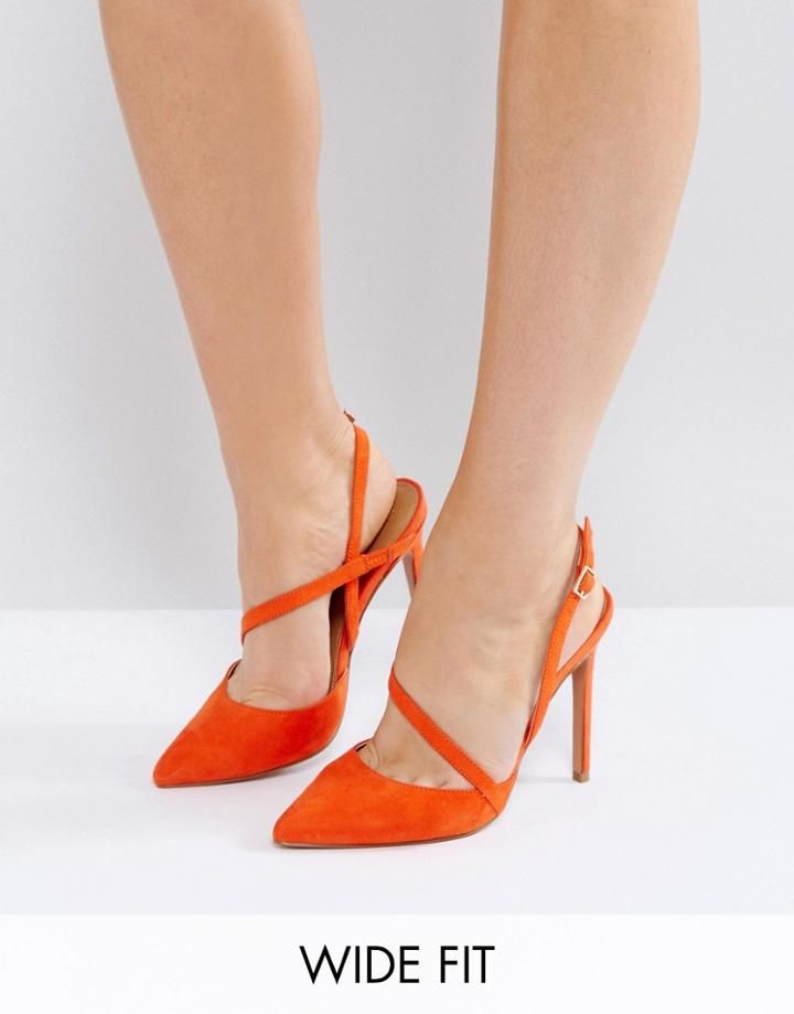 Asos Parton Wide Fit Asymmetric Pointed Heels - Orange