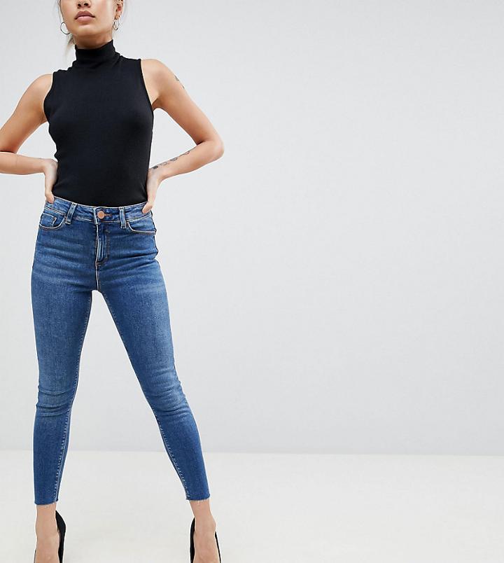Asos Petite Ridley High Waist Skinny Jeans In Neo Bright Blue Wash - Blue