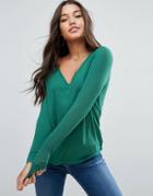 Asos The New Forever T-shirt With Long Sleeves And Dip Back - Green