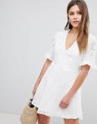 Parisian Broderies Skater Dress With Frill Sleeve - White