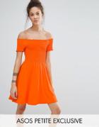 Asos Petite Shirred Bandeau Mini Sundress - Orange