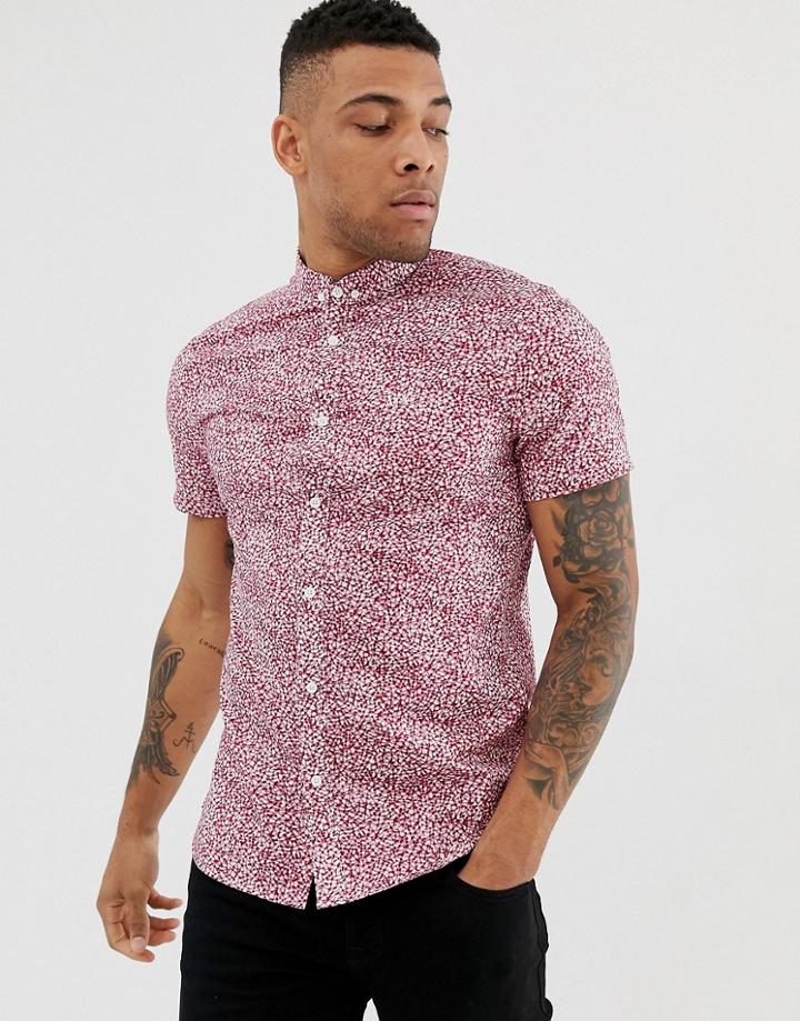 Armani Exchange Printed Short Sleeve Shirt In Red - Navy