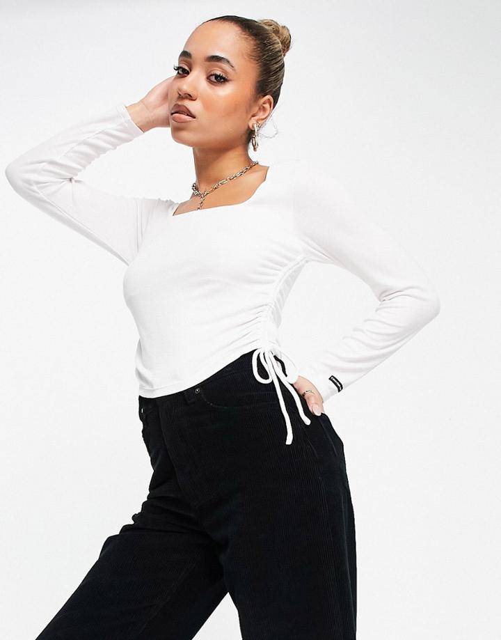 Calvin Klein Jeans Long Sleeve Tie Side Top In White