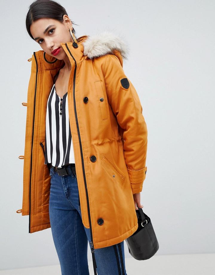 Vero Moda Faux Fur Hooded Parka-yellow