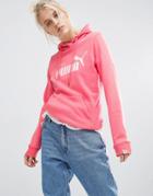 Puma Pullover Hoodie With Coral Logo - Pink